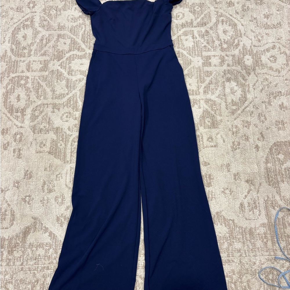 Elegant Navy Blue Jumpsuit with Off-the-Shoulder Design